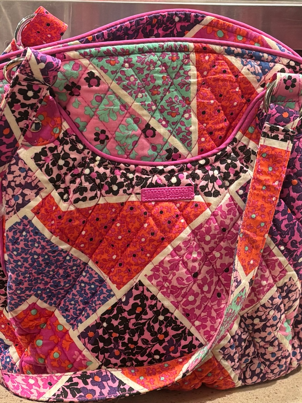 Vera Bradley Pink Multi Quilted Patchwork Shoulder Bag